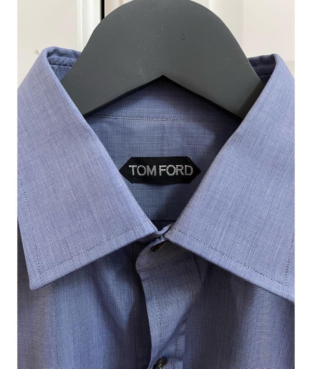 TOM FORD Синяя хлопковая классическая рубашка, фото 5