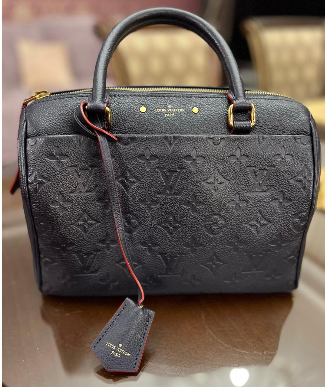 LOUIS VUITTON Темно-синяя кожаная сумка с короткими ручками, фото 4