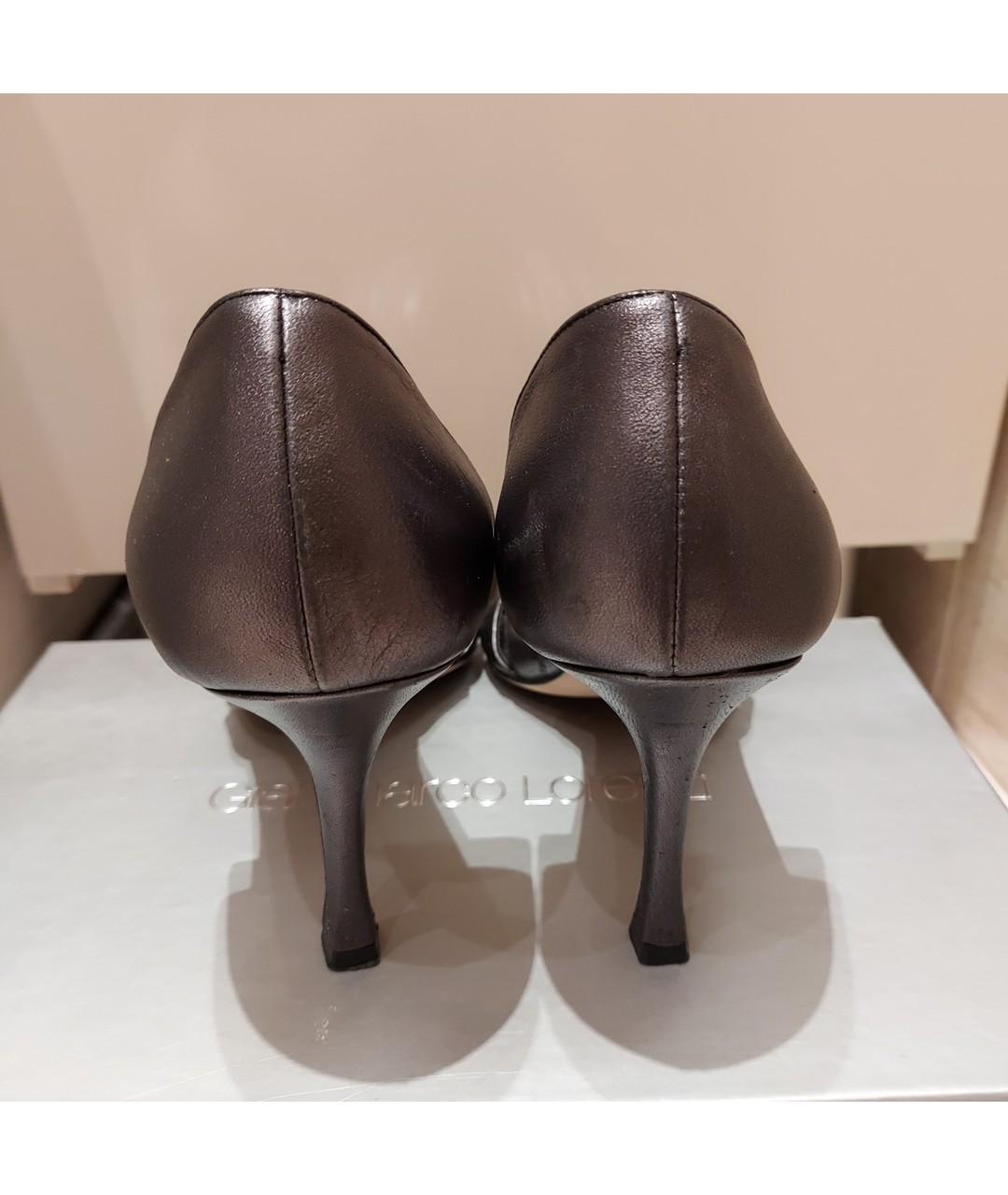 MANOLO BLAHNIK Серебряные кожаные туфли, фото 4