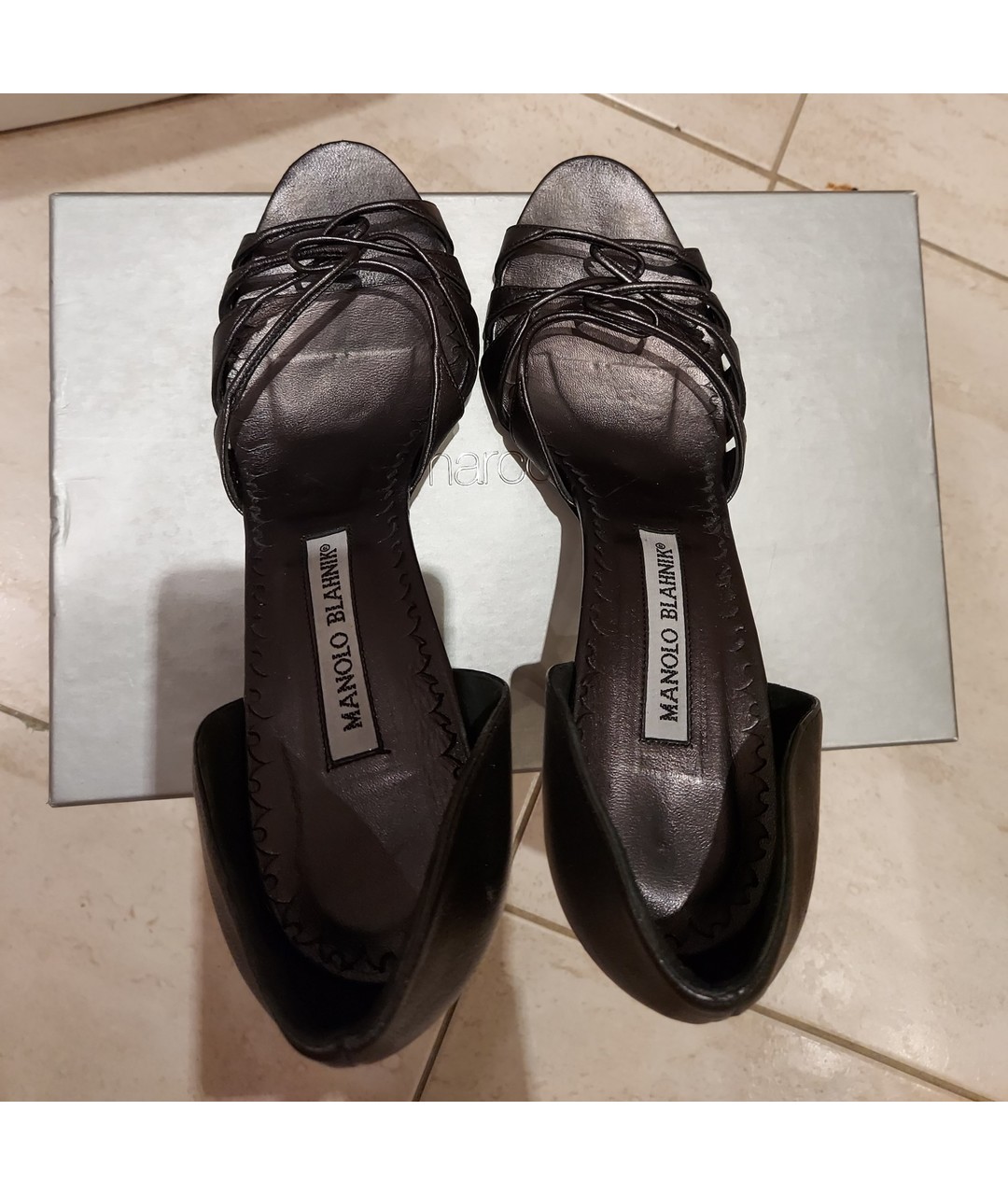 MANOLO BLAHNIK Серебряные кожаные туфли, фото 3