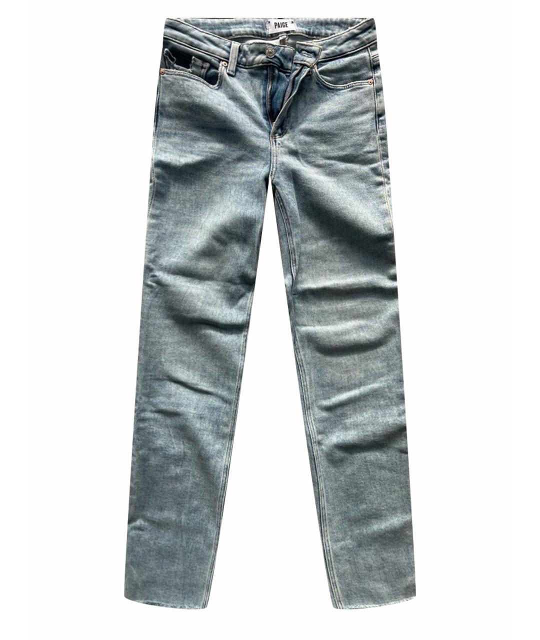PAIGE Голубые хлопко-полиэстеровые джинсы слим, фото 1