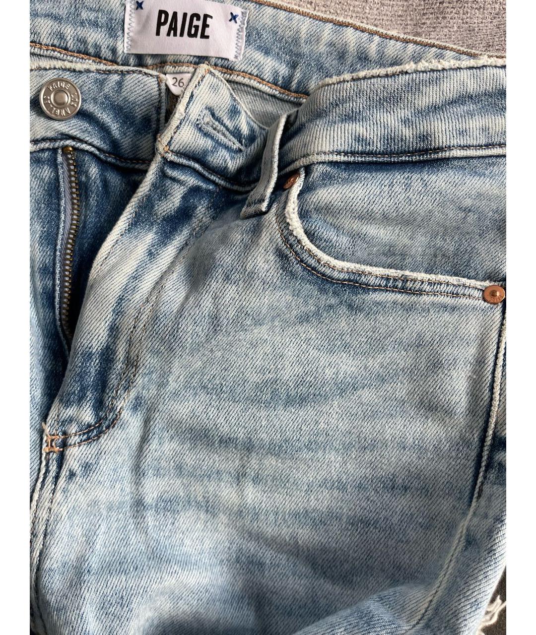 PAIGE Голубые хлопко-полиэстеровые джинсы слим, фото 4