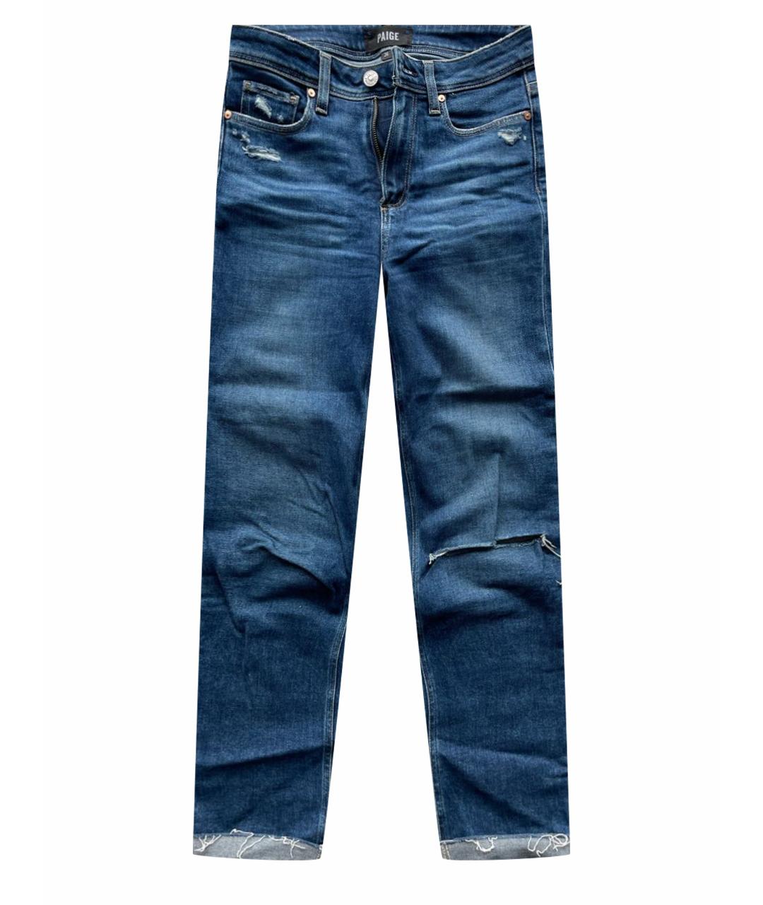 PAIGE Синие хлопко-полиэстеровые джинсы слим, фото 1