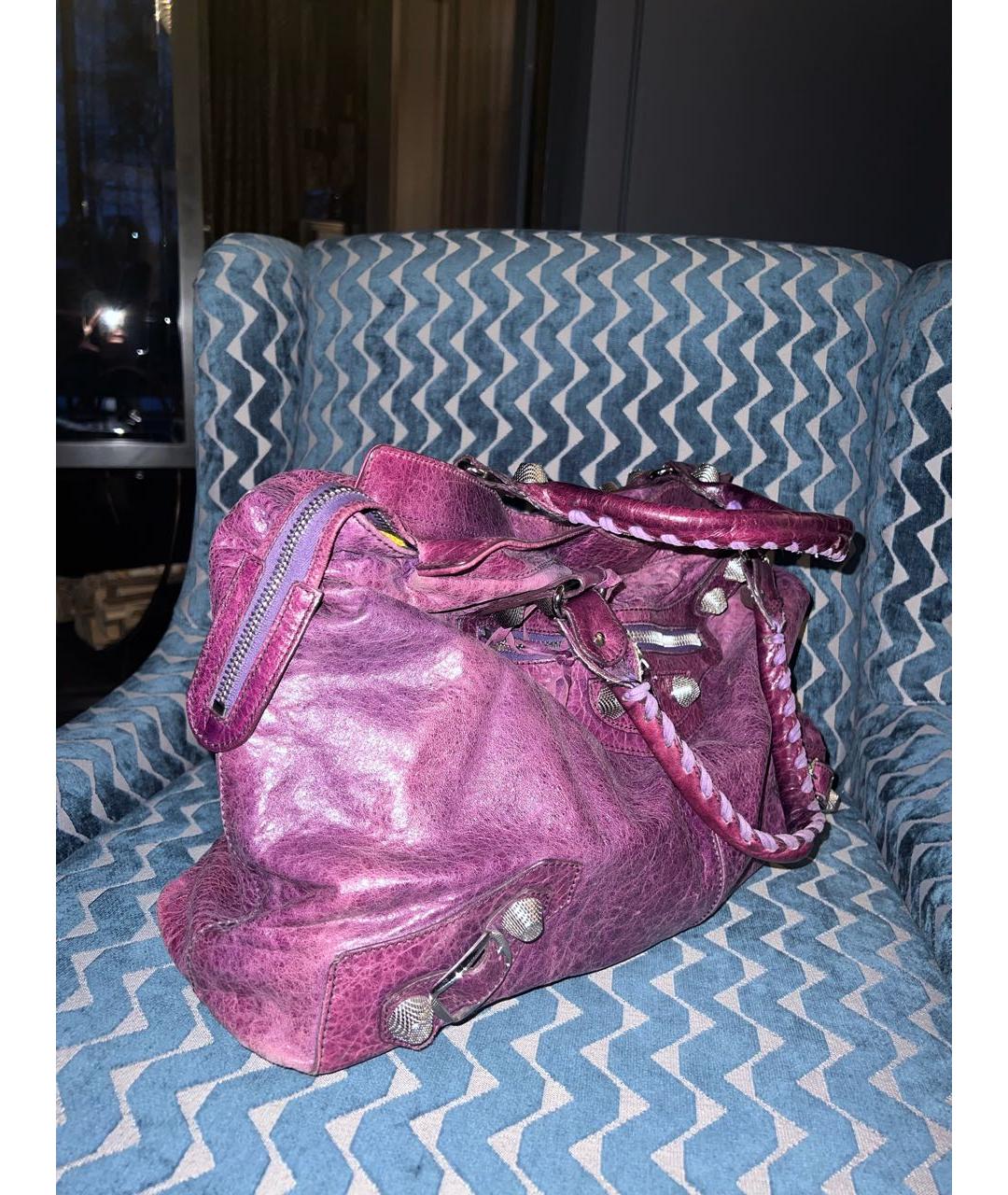 BALENCIAGA Фиолетовая кожаная сумка с короткими ручками, фото 2