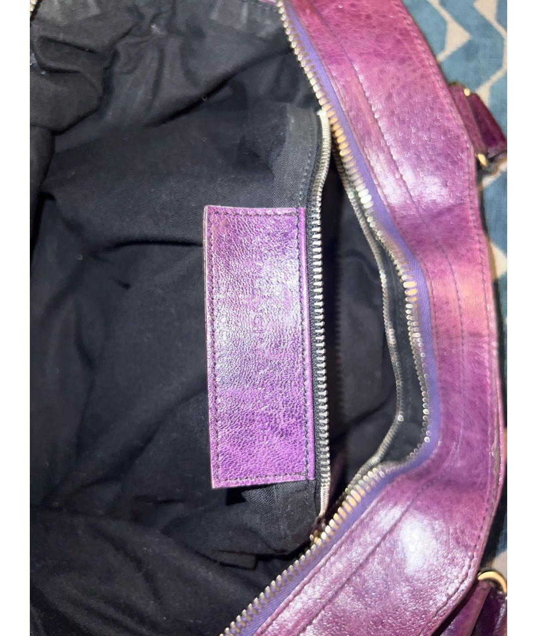 BALENCIAGA Фиолетовая кожаная сумка с короткими ручками, фото 8