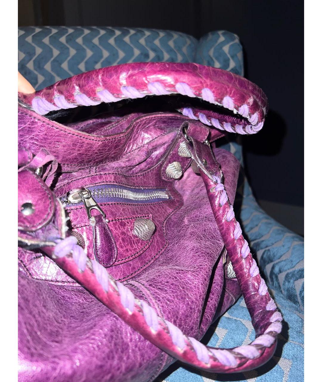 BALENCIAGA Фиолетовая кожаная сумка с короткими ручками, фото 4