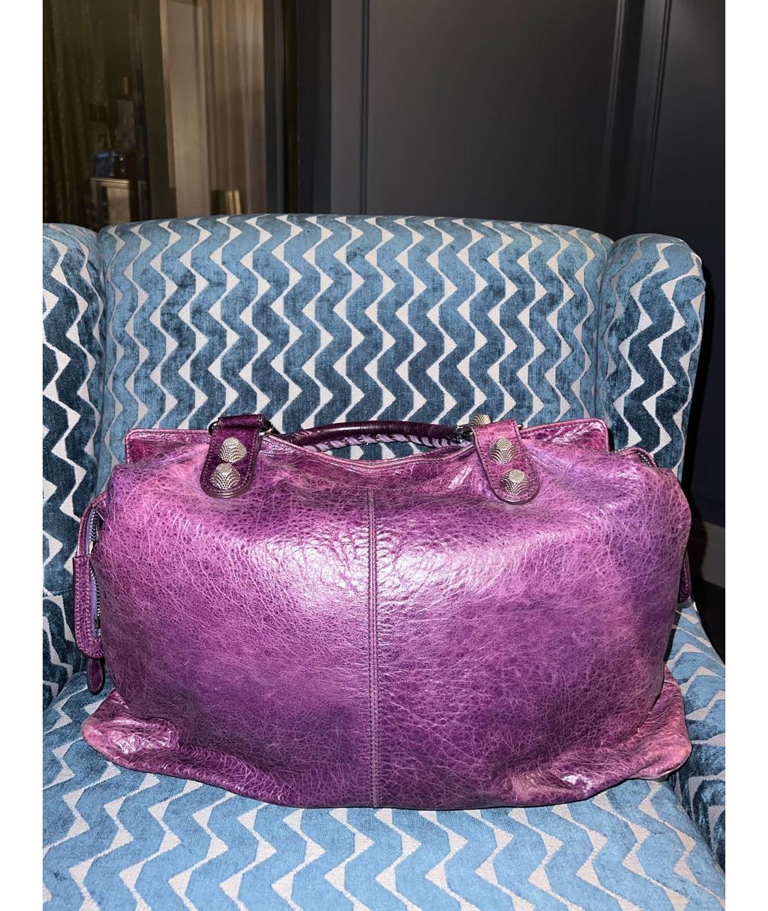 BALENCIAGA Фиолетовая кожаная сумка с короткими ручками, фото 7