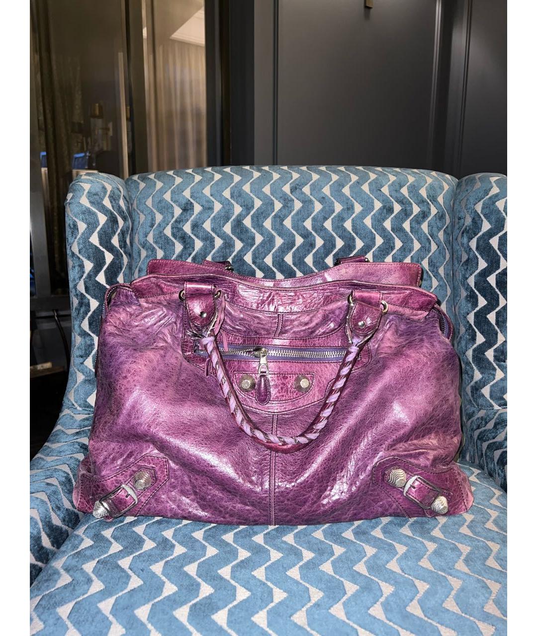 BALENCIAGA Фиолетовая кожаная сумка с короткими ручками, фото 9