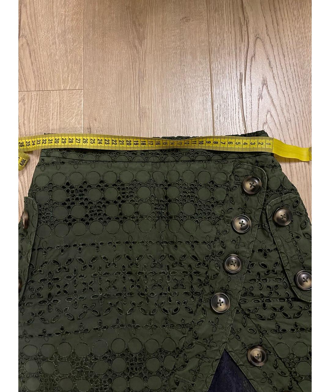 SELF-PORTRAIT Хаки хлопковая юбка мини, фото 3