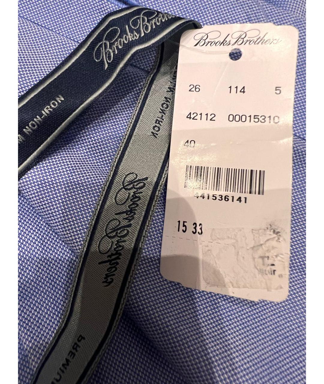 BROOKS BROTHERS Голубая хлопковая классическая рубашка, фото 3