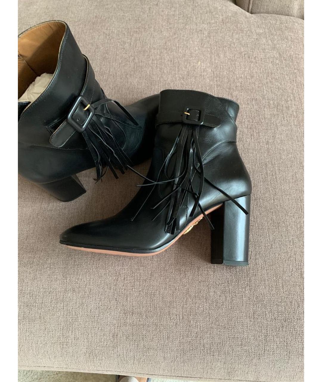 AQUAZZURA Черные кожаные ботильоны, фото 2