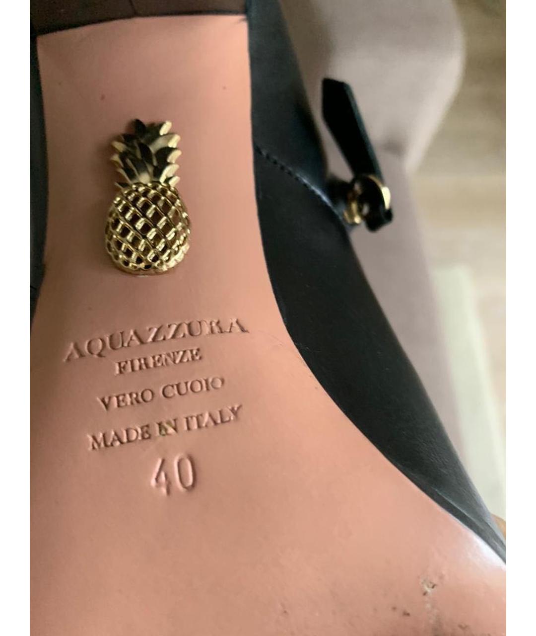 AQUAZZURA Черные кожаные ботильоны, фото 4