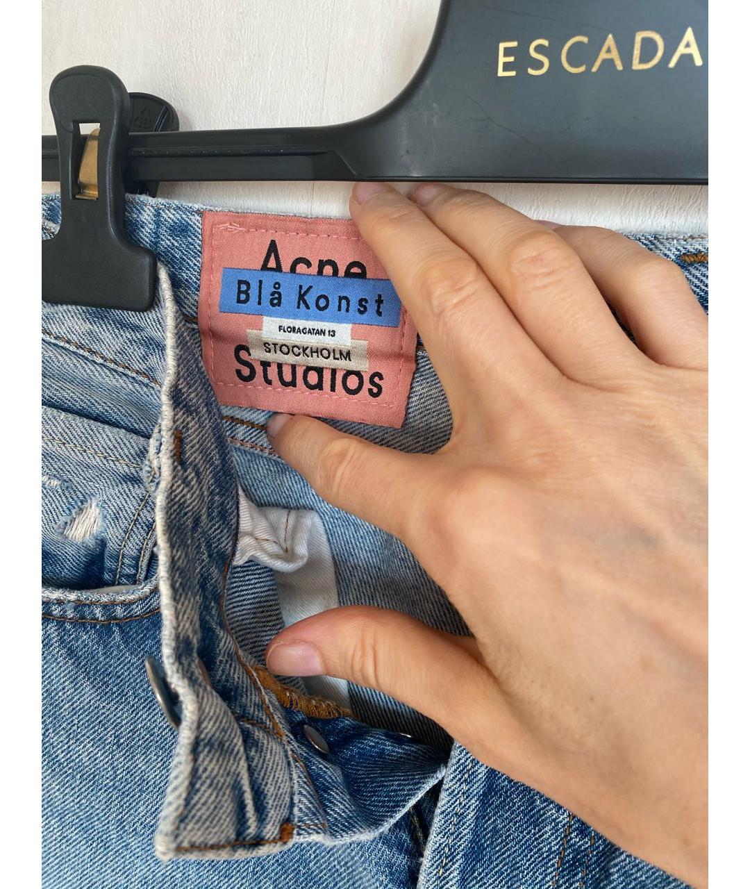 ACNE STUDIOS Голубые хлопковые прямые джинсы, фото 4