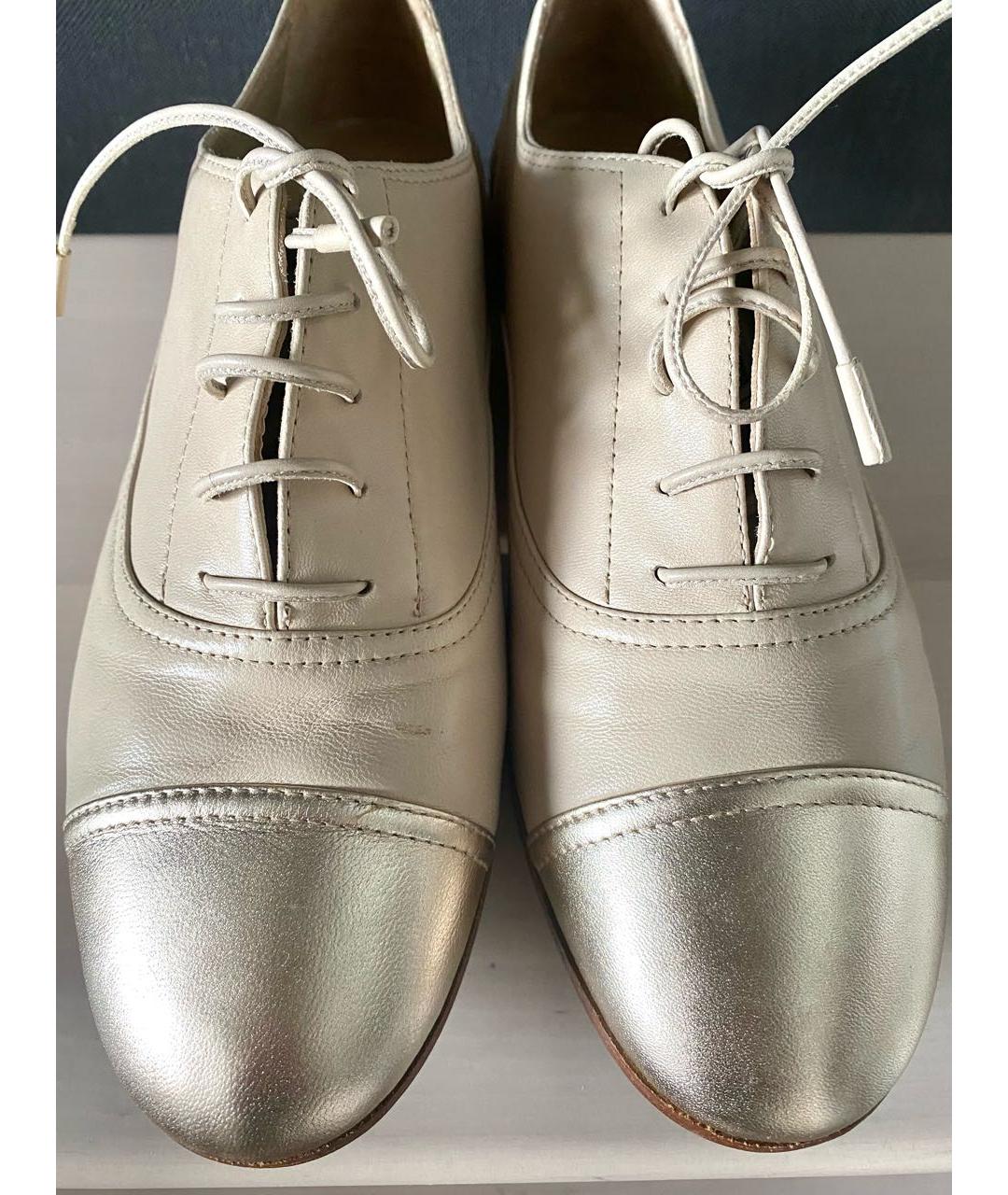 GIANVITO ROSSI Бежевые кожаные брогги и оксфорды, фото 7