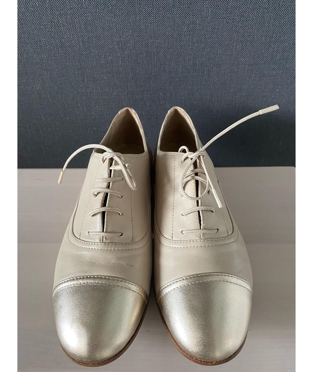 GIANVITO ROSSI Бежевые кожаные брогги и оксфорды, фото 2