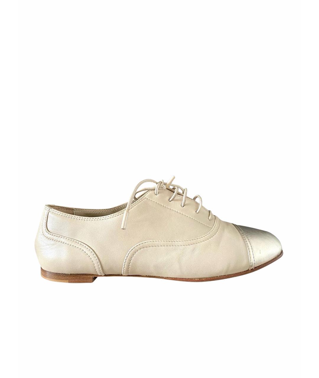 GIANVITO ROSSI Бежевые кожаные брогги и оксфорды, фото 1