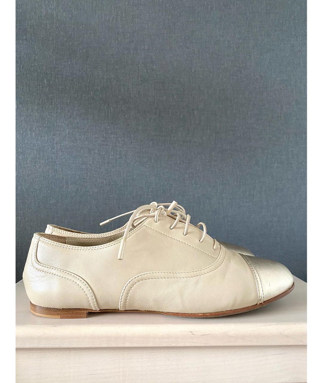 GIANVITO ROSSI Бежевые кожаные брогги и оксфорды, фото 8