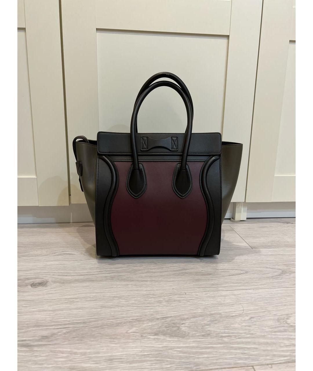 CELINE PRE-OWNED Бордовая кожаная сумка тоут, фото 3