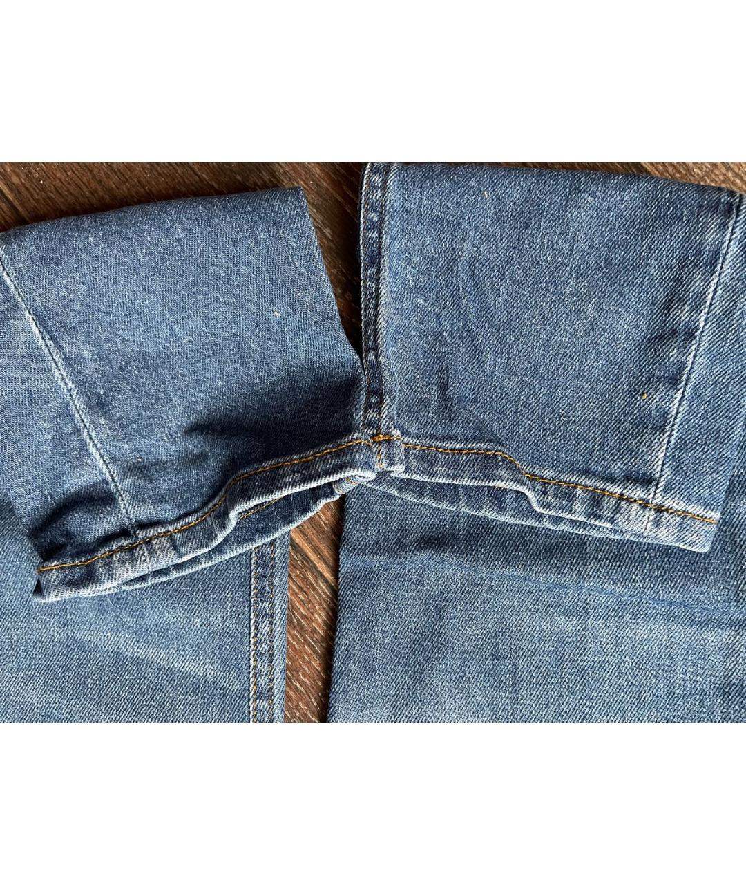 VICTORIA BECKHAM Голубые хлопко-эластановые прямые джинсы, фото 2