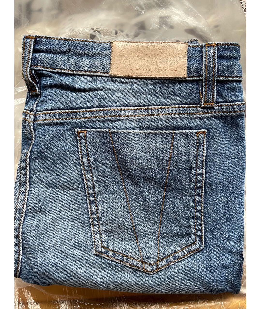 VICTORIA BECKHAM Голубые хлопко-эластановые прямые джинсы, фото 7
