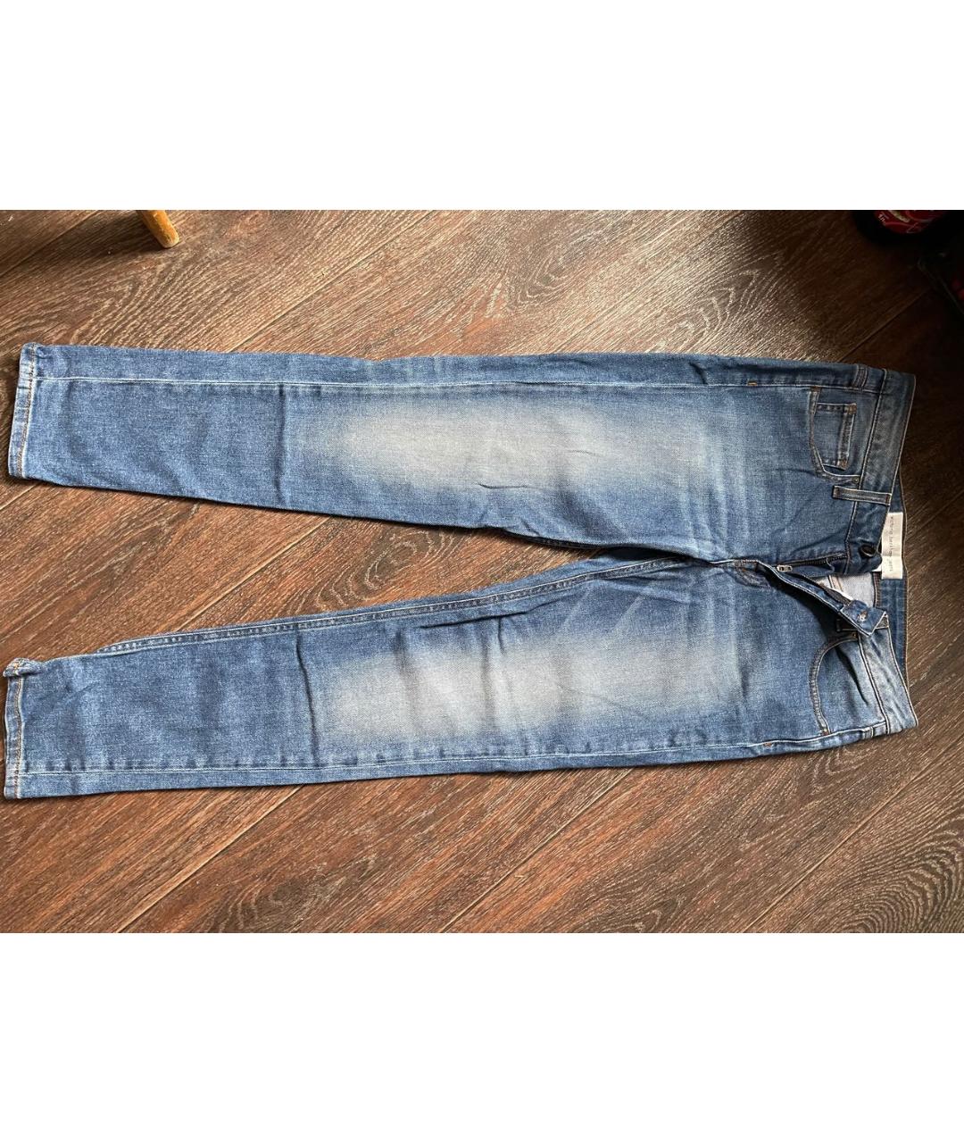 VICTORIA BECKHAM Голубые хлопко-эластановые прямые джинсы, фото 8