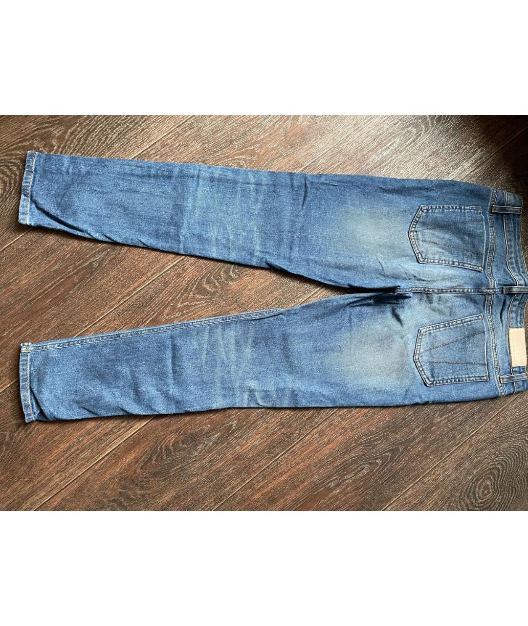 VICTORIA BECKHAM Голубые хлопко-эластановые прямые джинсы, фото 3