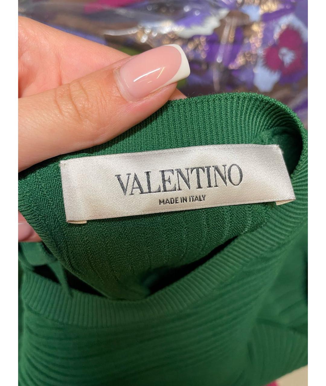 VALENTINO Зеленые хлопковое коктейльное платье, фото 3