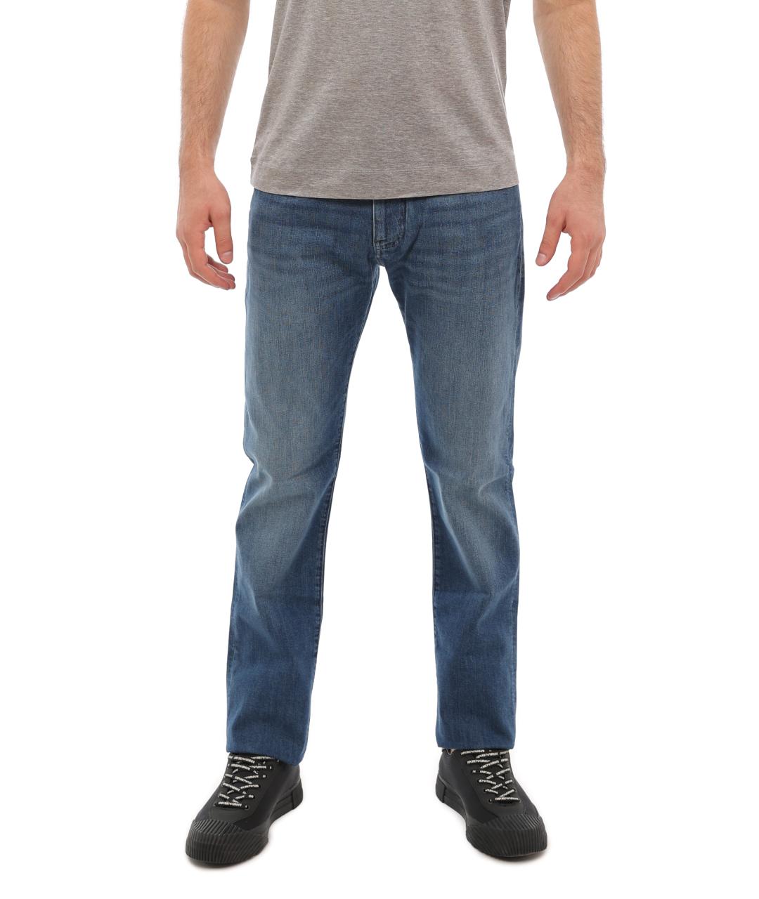 EMPORIO ARMANI Синие прямые джинсы, фото 6