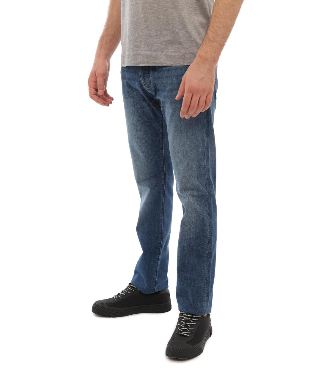EMPORIO ARMANI Синие прямые джинсы, фото 3