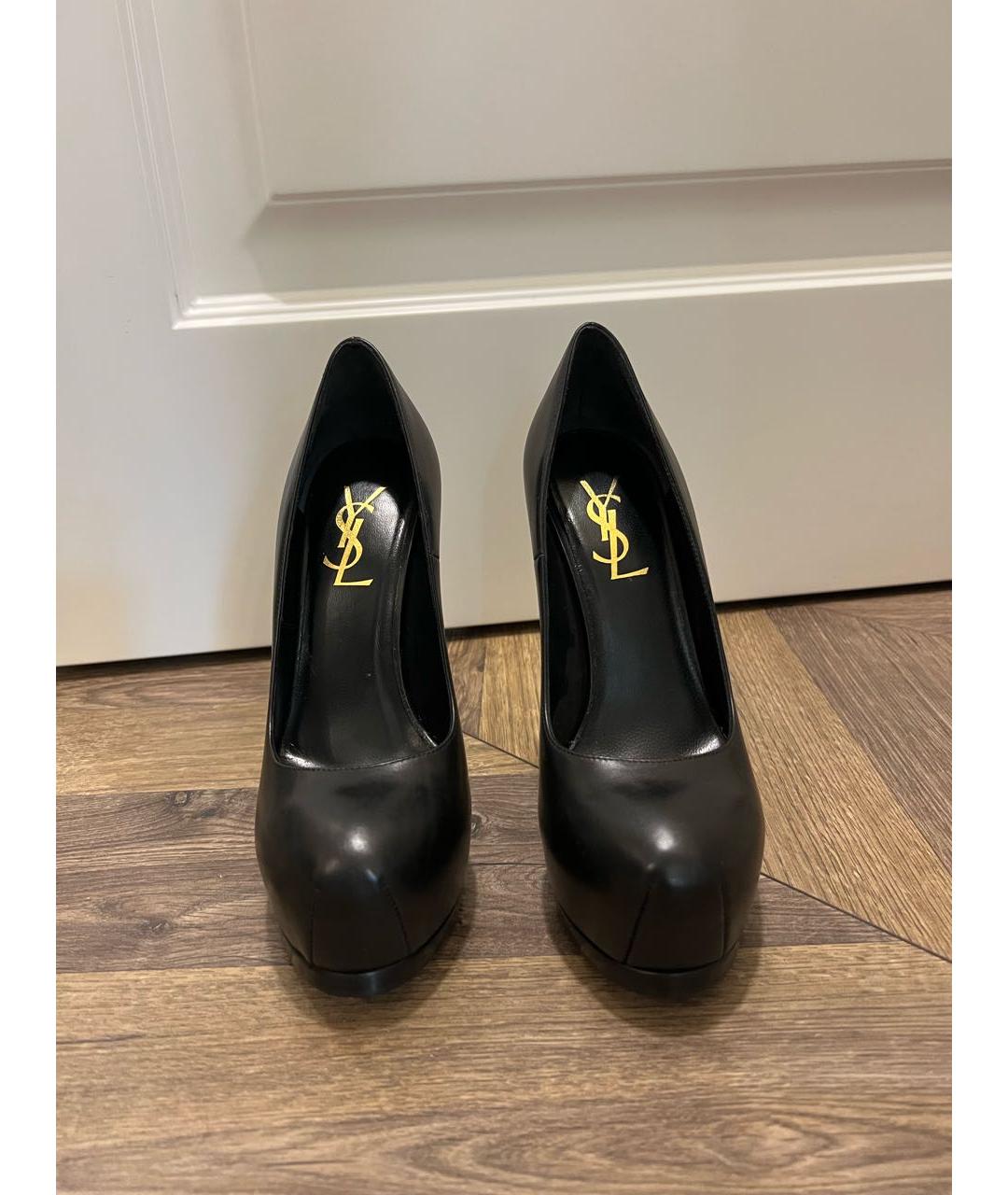 SAINT LAURENT Черные кожаные туфли, фото 2