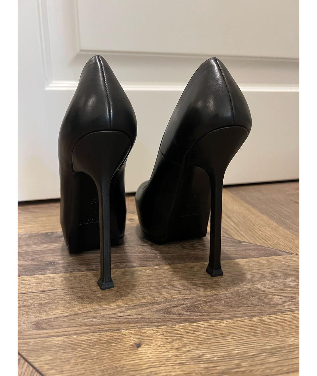 SAINT LAURENT Черные кожаные туфли, фото 4