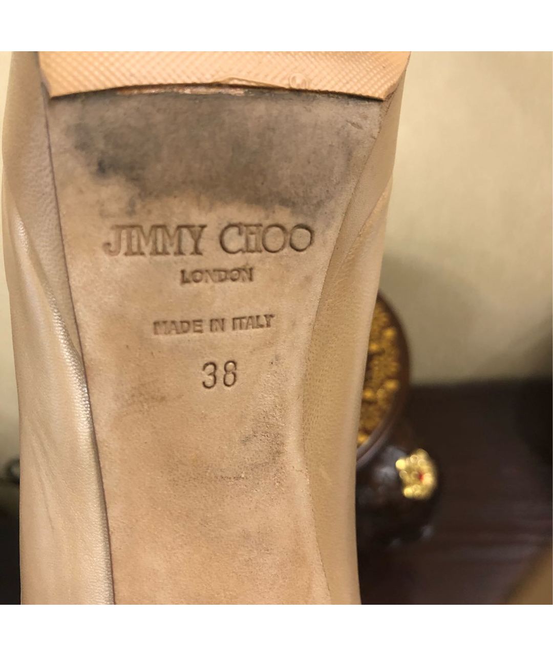 JIMMY CHOO Бежевые кожаные туфли, фото 6