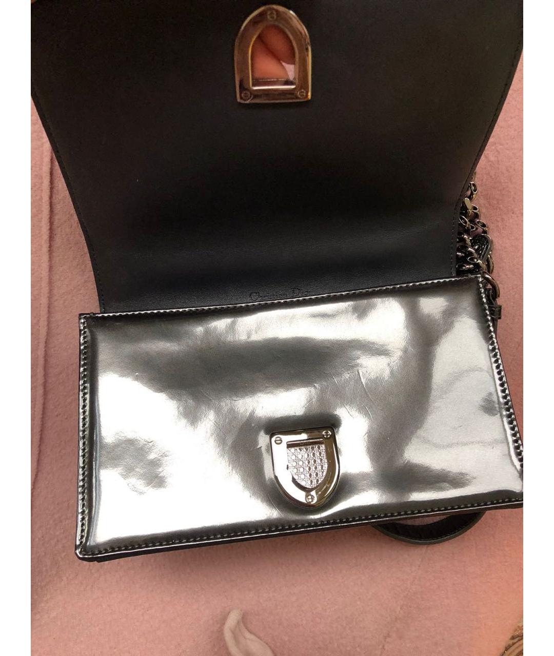 CHRISTIAN DIOR Серая кожаная сумка через плечо, фото 8