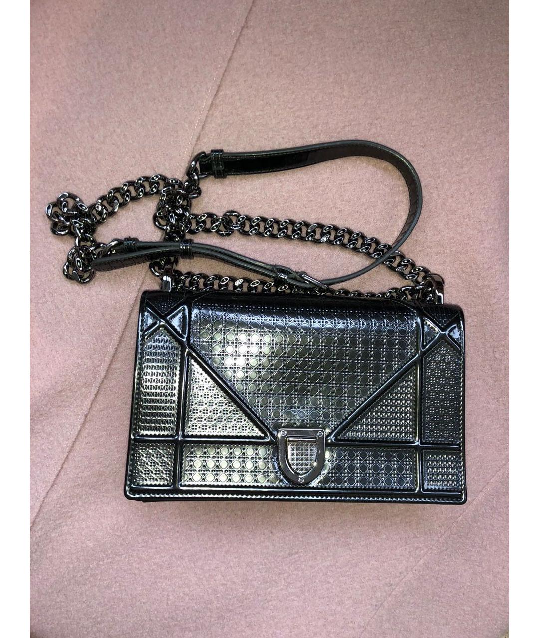 CHRISTIAN DIOR Серая кожаная сумка через плечо, фото 9