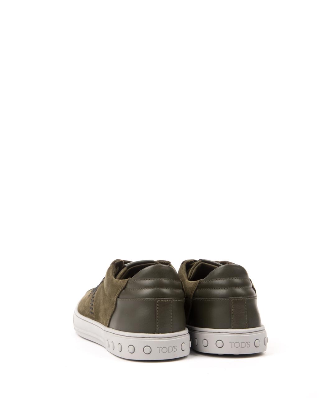 TOD'S Хаки низкие кроссовки / кеды, фото 2