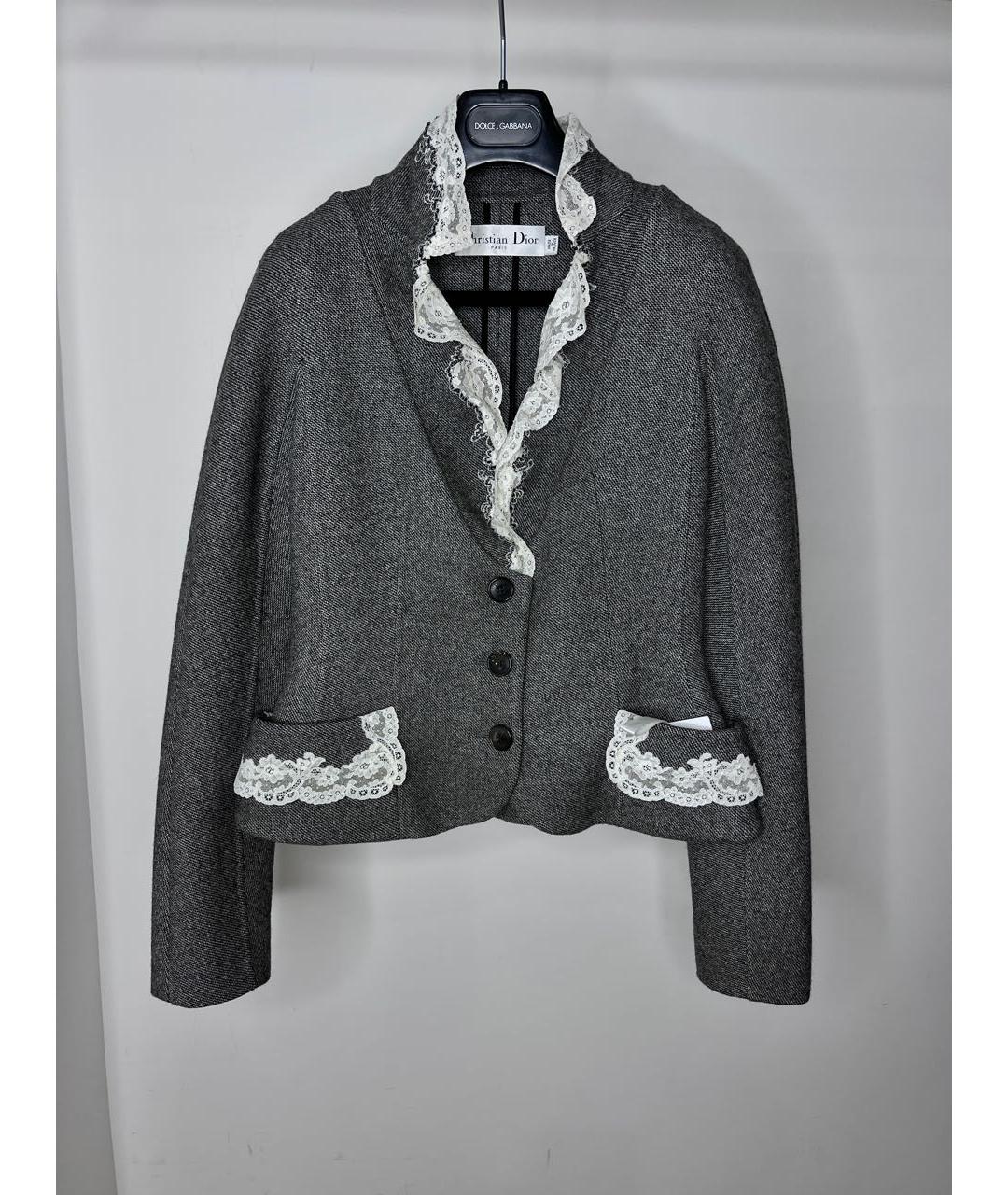 CHRISTIAN DIOR PRE-OWNED Серый шерстяной жакет/пиджак, фото 2