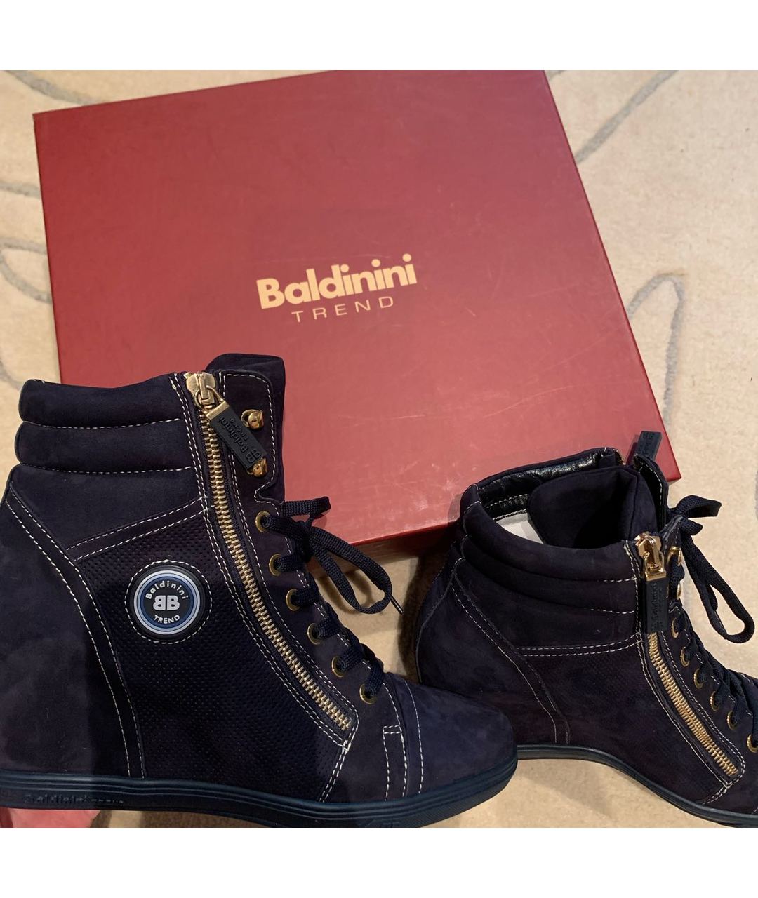 BALDININI Темно-синие кожаные ботинки, фото 7