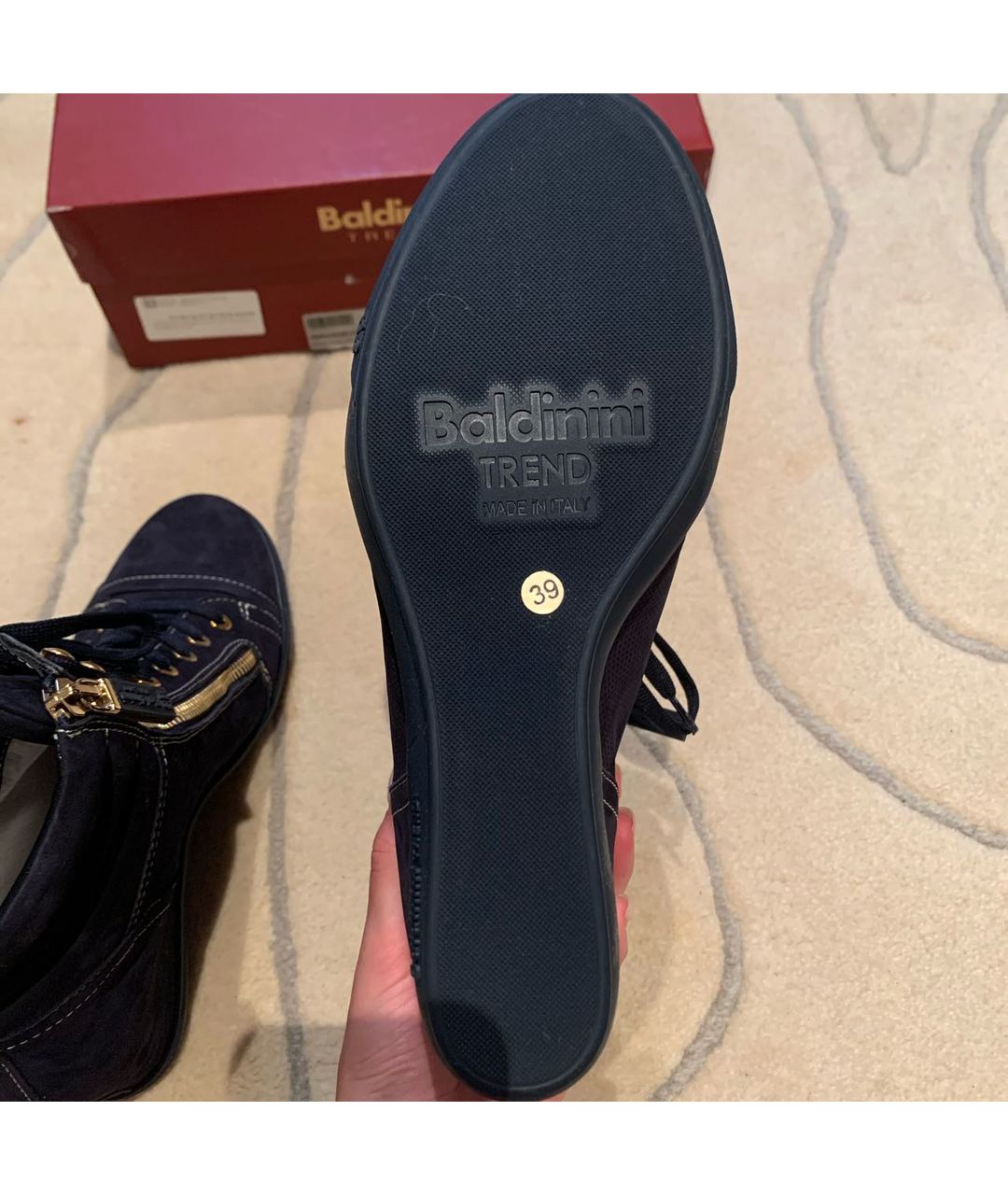BALDININI Темно-синие кожаные ботинки, фото 6