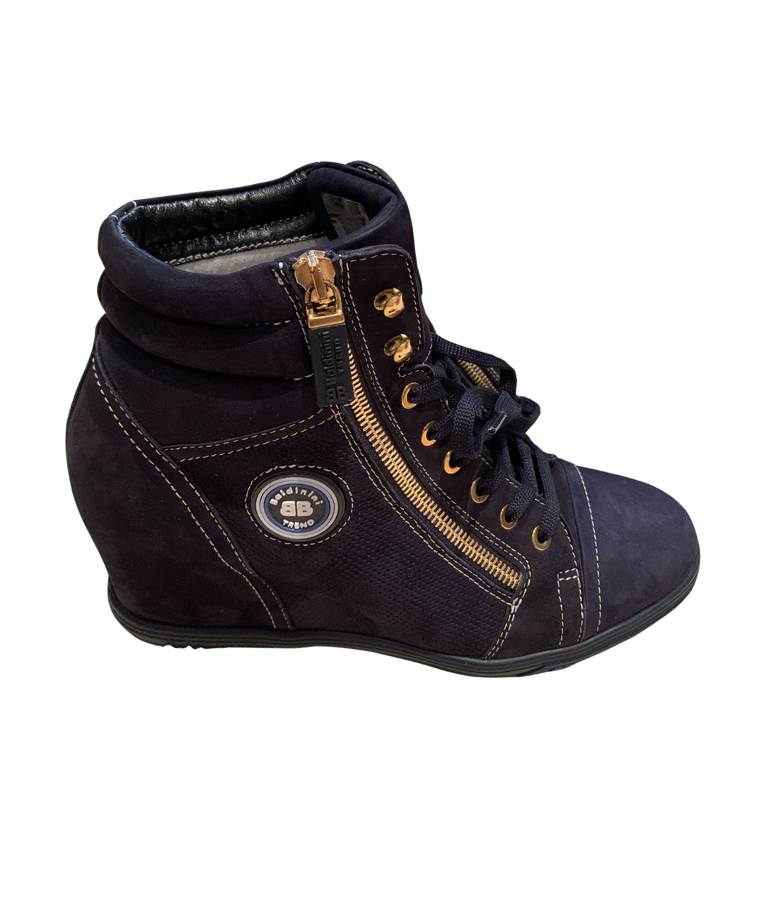 BALDININI Темно-синие кожаные ботинки, фото 1