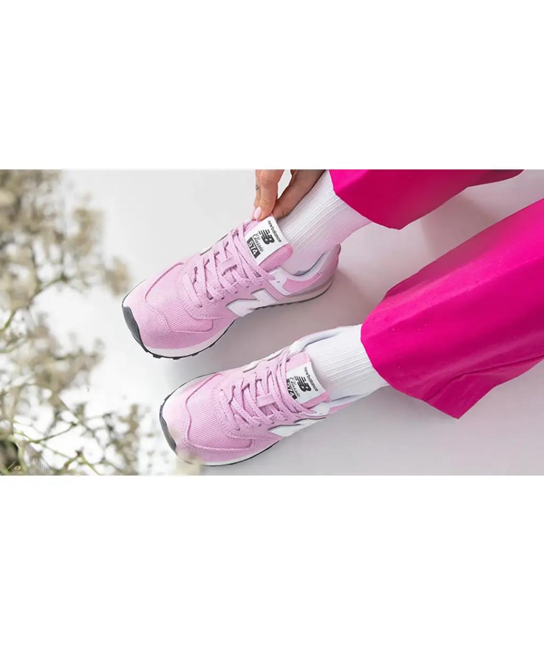 NEW BALANCE Розовые замшевые кроссовки, фото 4