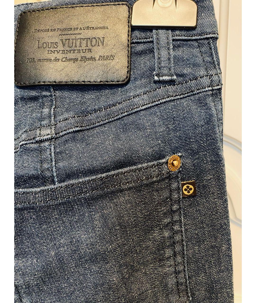 LOUIS VUITTON PRE-OWNED Синие хлопко-эластановые джинсы слим, фото 5