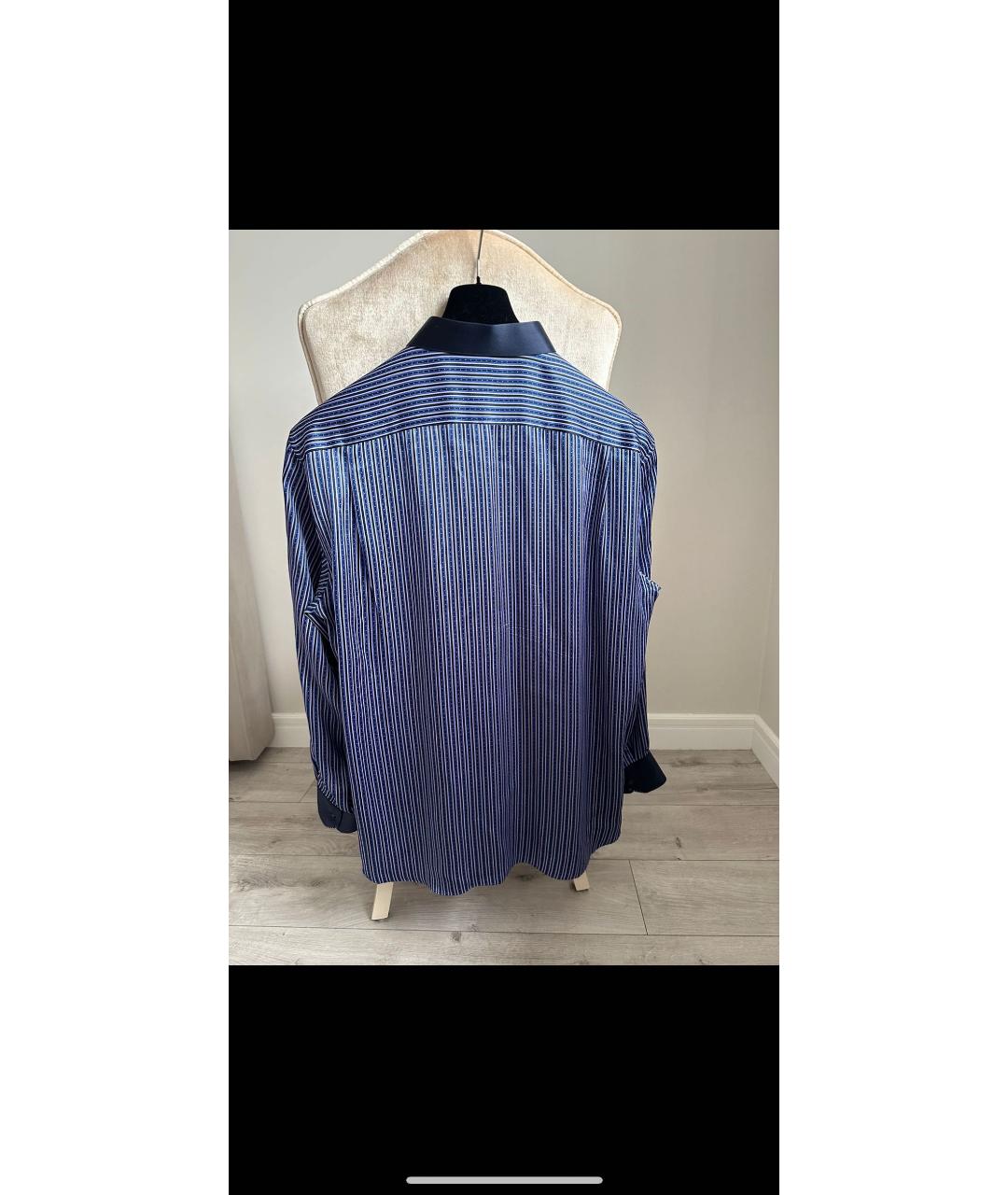 STEFANO RICCI Синяя шелковая классическая рубашка, фото 2