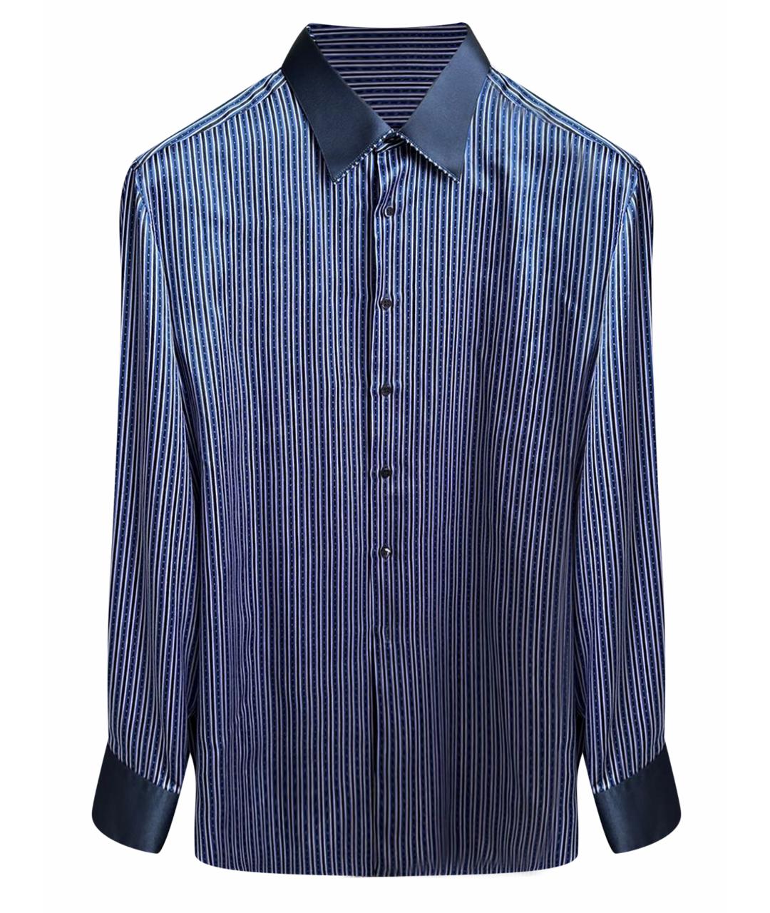 STEFANO RICCI Синяя шелковая классическая рубашка, фото 1
