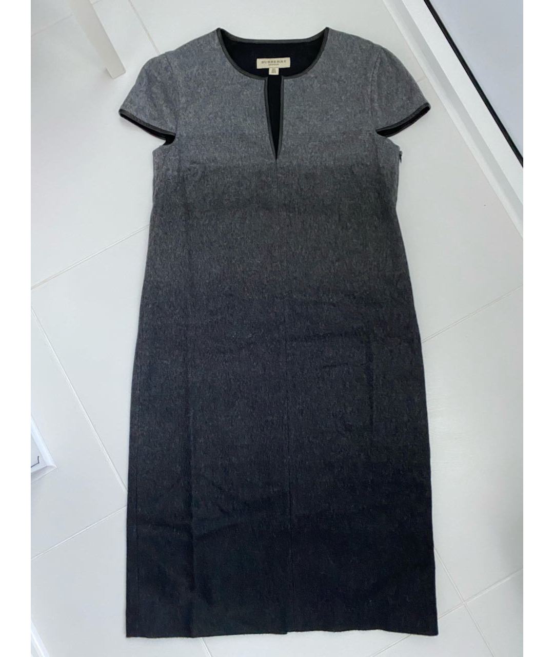 BURBERRY Антрацитовое шерстяное повседневное платье, фото 7