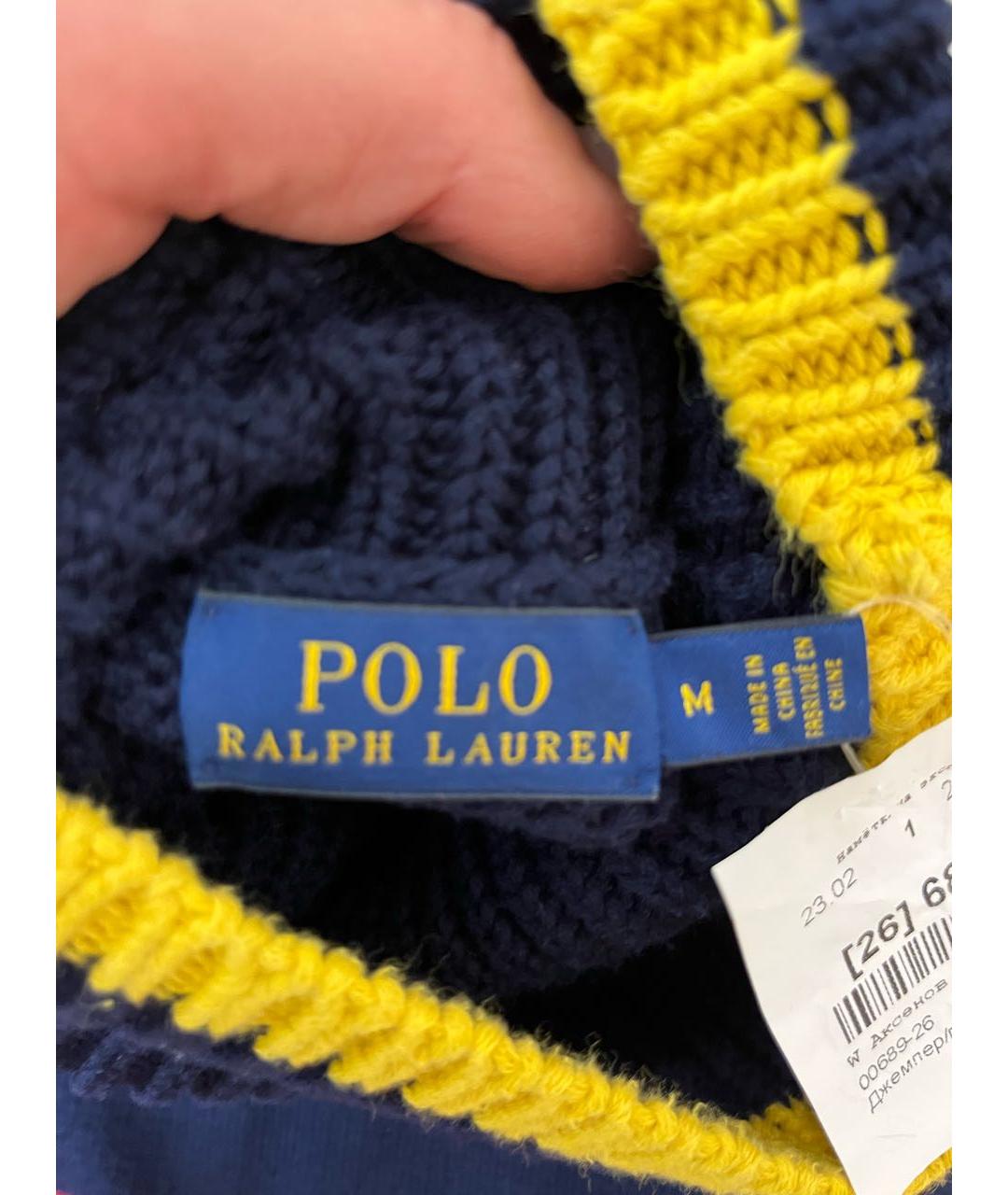 POLO RALPH LAUREN Темно-синий хлопковый джемпер / свитер, фото 2
