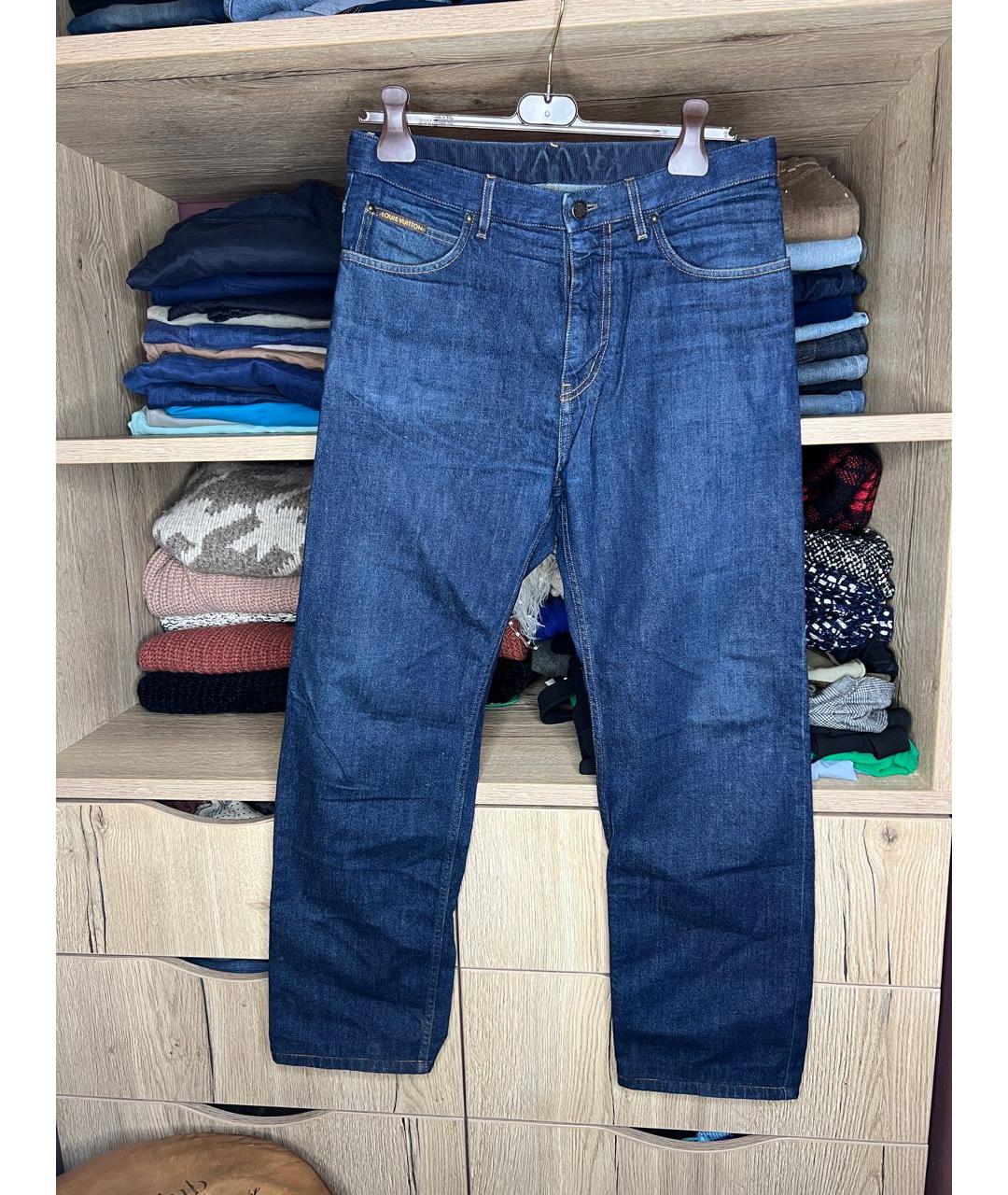 LOUIS VUITTON PRE-OWNED Синие хлопковые прямые джинсы, фото 9