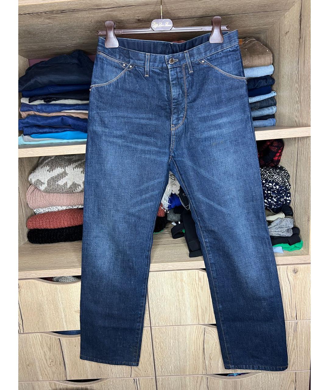 LOUIS VUITTON PRE-OWNED Синие хлопковые прямые джинсы, фото 9