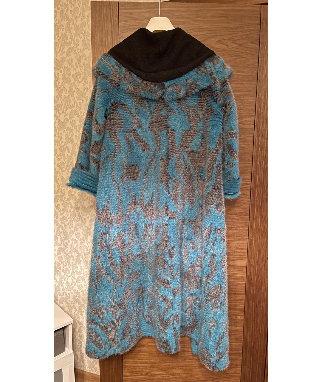 LORO PIANA Бирюзовая меховая шуба, фото 2