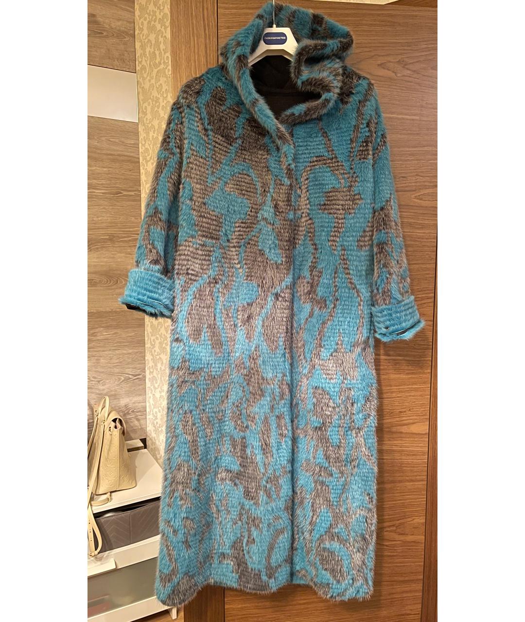 LORO PIANA Бирюзовая меховая шуба, фото 6