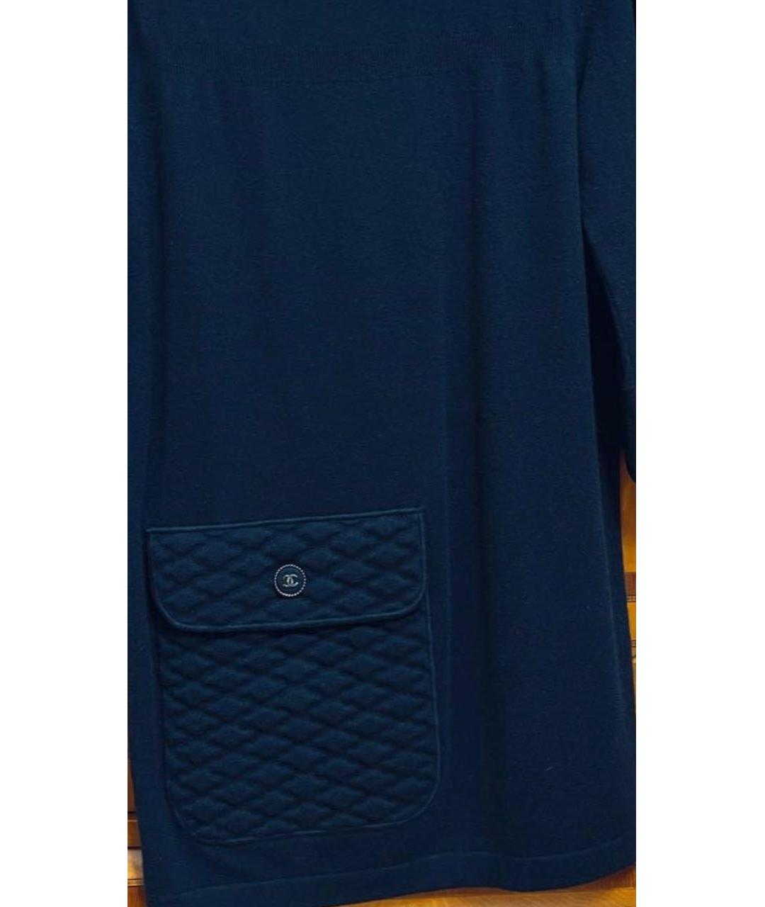CHANEL Синее кашемировое повседневное платье, фото 5